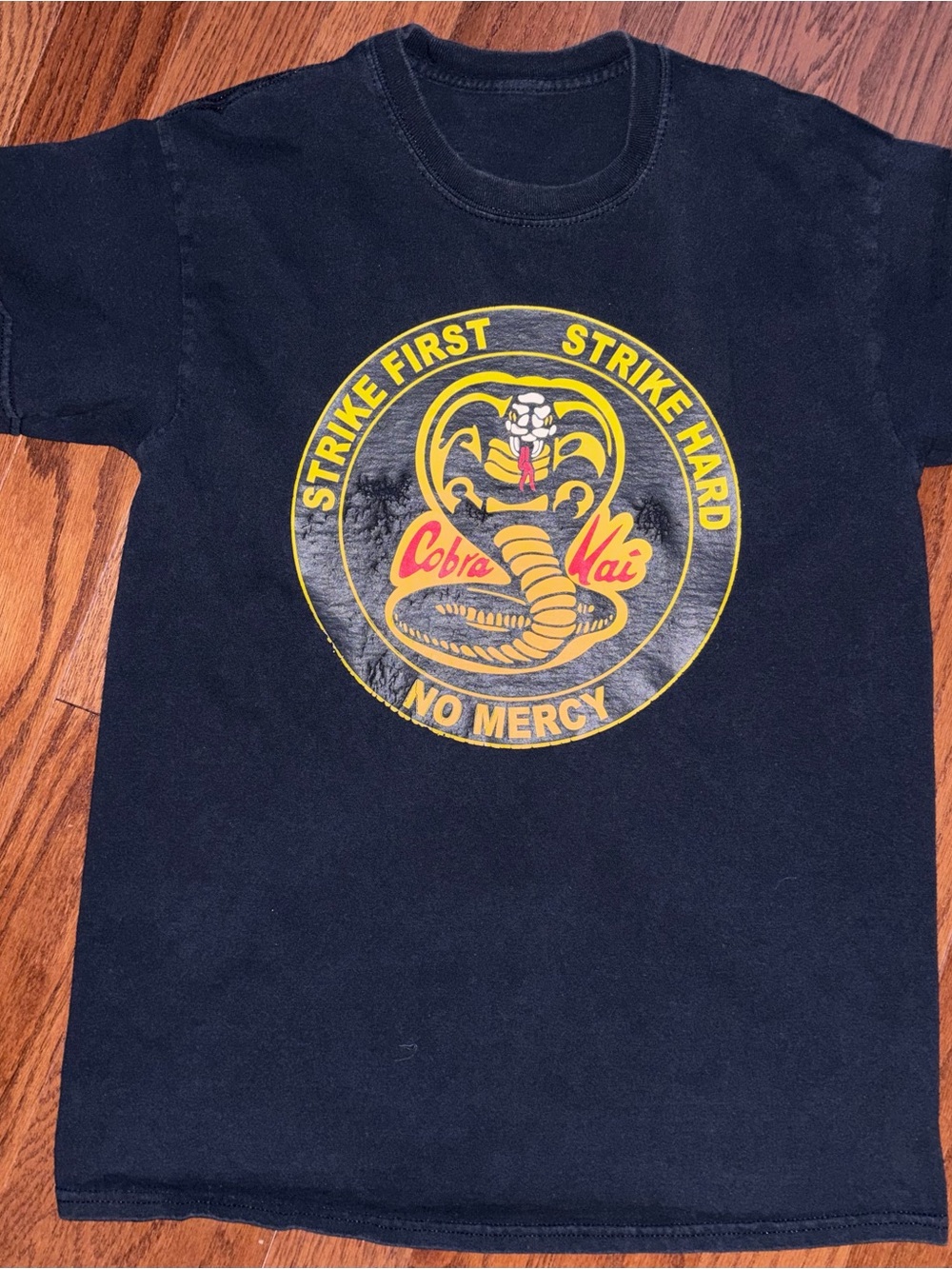 Cobra Kai Kids Black Graphic Tee - Strike First Strike Hard